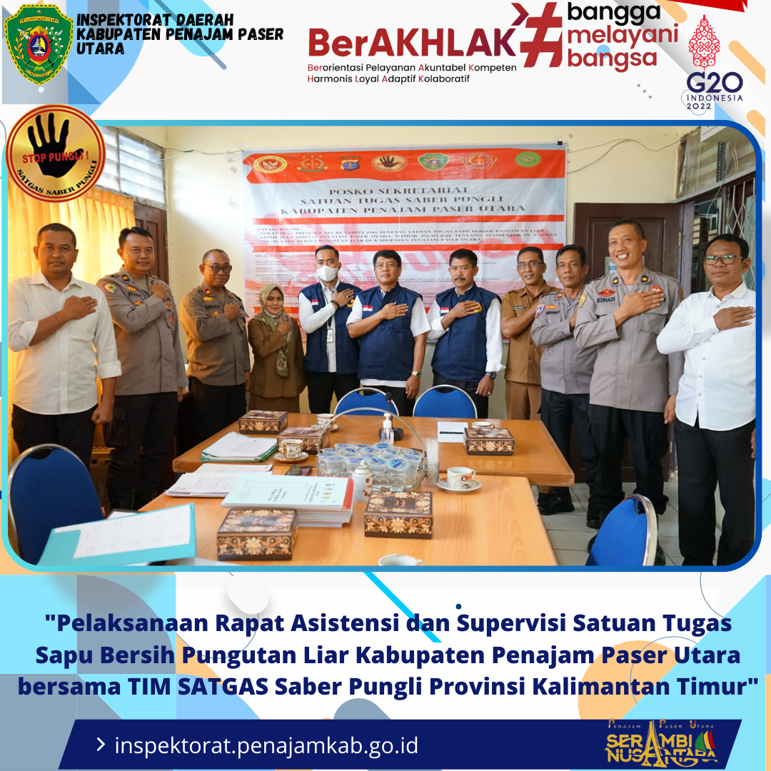 Pelaksanaan Rapat Asistensi dan Supervisi Satgas Saber Pungli Kab. PPU bersama Tim Satgas Saber Pungli Provinsi Kalimantan Timur